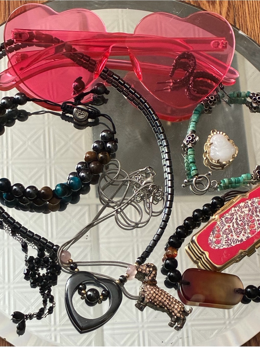 Lot bundle of necklaces bracelets earrings pill box